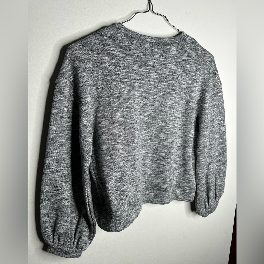 Madewell Textured Crew Neck Sweatshirt Heather Coal Size Small Cotton Office - Picture 11 of 12